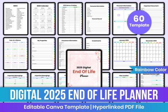 2025 Digital End of Life Planner Rainbow