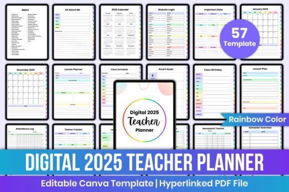 2025 Digital Teacher Planner Rainbow: A Must-Have for Educators