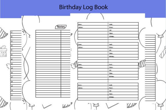 Birthday Log Book Template Kdp Interior