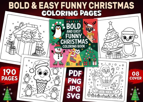 Bold Easy Funny Christmas Coloring Pages