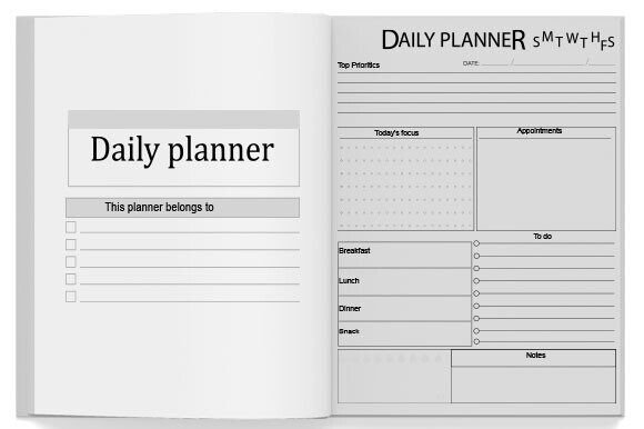Daily Planner KDP Interior Printable