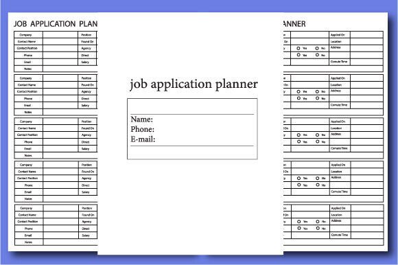 Job Application Planner Editable Template