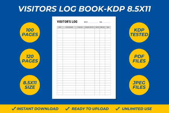 Visitors Log Book 8.5X11 KDP Interior
